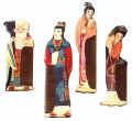 beschilderde grote houten kammen, chinese vrouwen en god van het lange leven